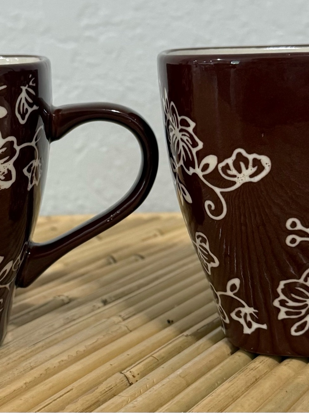 Set of 2 - Temptations by Tara FLORAL LACE CHOCOLATE Mugs 12 oz